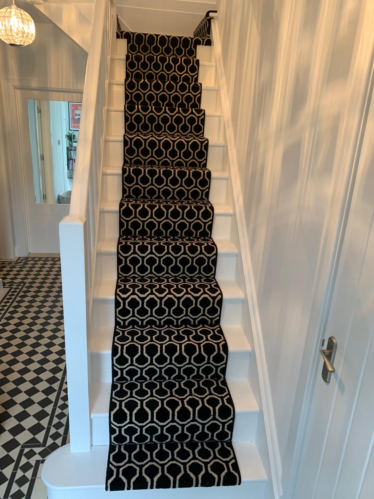 Elegant stair runner installation